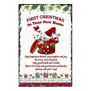 Customised Christmas Remembrance Slate - Robin & Berries